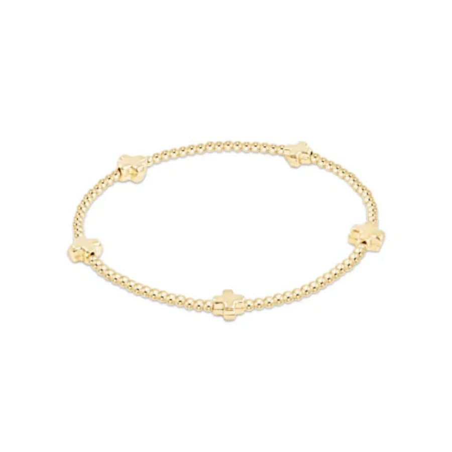 enewton Signature Cross Small Gold Pattern 2mm Bead Bracelet