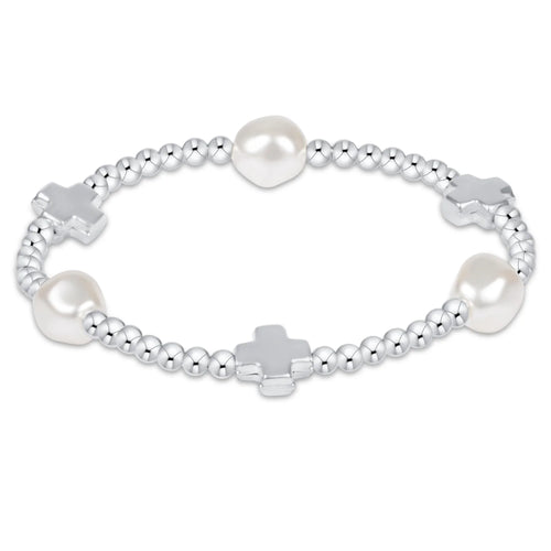 enewton Signature Cross Admire Pearl Pattern 3mm Bead Bracelet-Sterling