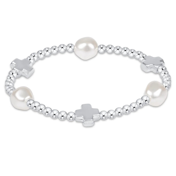 enewton Signature Cross Admire Pearl Pattern 3mm Bead Bracelet-Sterling