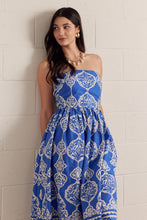 Entro Printed strapless midi dress in Blue