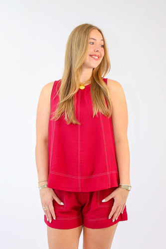 The Emily Top in Crimson