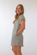 The Lisa Striped Mini Dress in Black