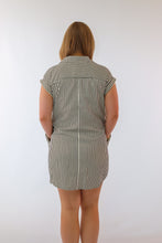 The Lisa Striped Mini Dress in Black