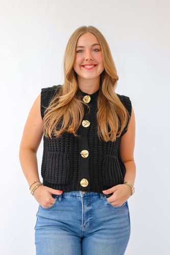 The Tatum Sweater Vest in Black