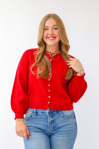 The Callie Cardigan in Cherry