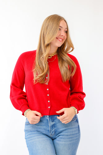 The Callie Cardigan in Cherry