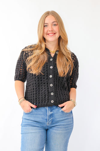 The Savannah Crochet Sweater in Black