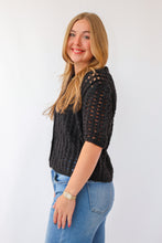 The Savannah Crochet Sweater in Black