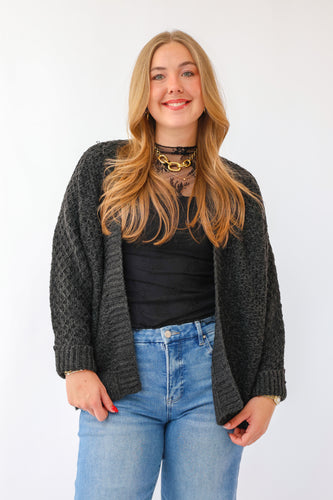 The Sarah Open Front Cardigan in Black