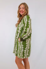 Umgee  Leaf Print V-Neck Babydoll Dress