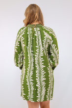 Umgee  Leaf Print V-Neck Babydoll Dress