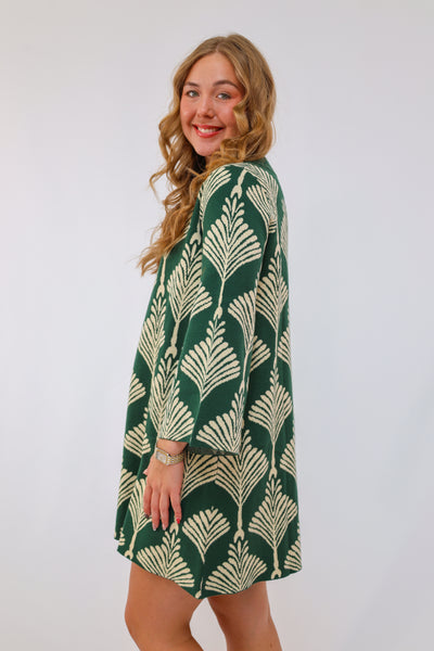 Umgee  Abstract Print Pullover Sweater Dress