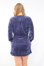 Umgee  Velour Drawstring Mini Dress with Long Sleeves