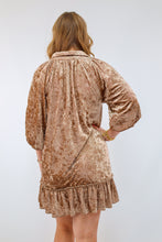 Umgee  Velvet Floral Embroidered Dress in Latte