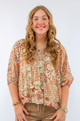 Umgee Floral Paisley Boho Top