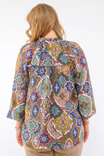 Umgee Boho Mosaic Print Button Down Blouse