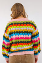 Multicolor Fish Scales Pattern Cardigan in Spring Bloom