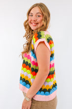Mulitcolor Fish Scales Design Knit Vest in Spring Bloom