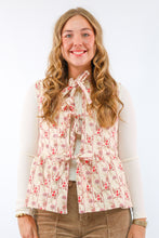 Umgee Floral Quilted Vest with Tie-Front Bows