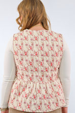 Umgee Floral Quilted Vest with Tie-Front Bows