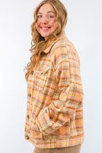 Blushed-plaid Coat Jacket in Peach Tan