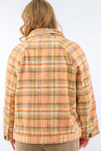 Blushed-plaid Coat Jacket in Peach Tan