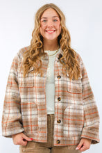 Blushed-plaid Coat Jacket in Rust Tan