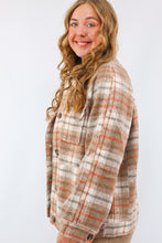 Blushed-plaid Coat Jacket in Rust Tan