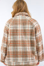Blushed-plaid Coat Jacket in Rust Tan