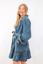 Easel Jacquard Dirty Washed Denim Dress