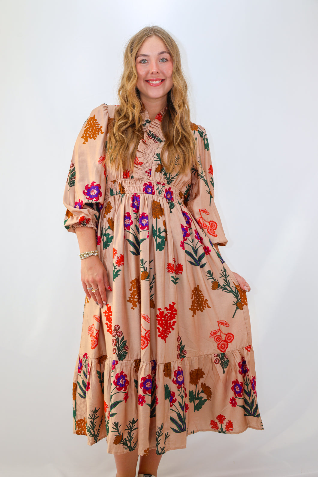 Umgee Mix Floral Print Midi Dress Umgee Mix Floral Print Midi Dress