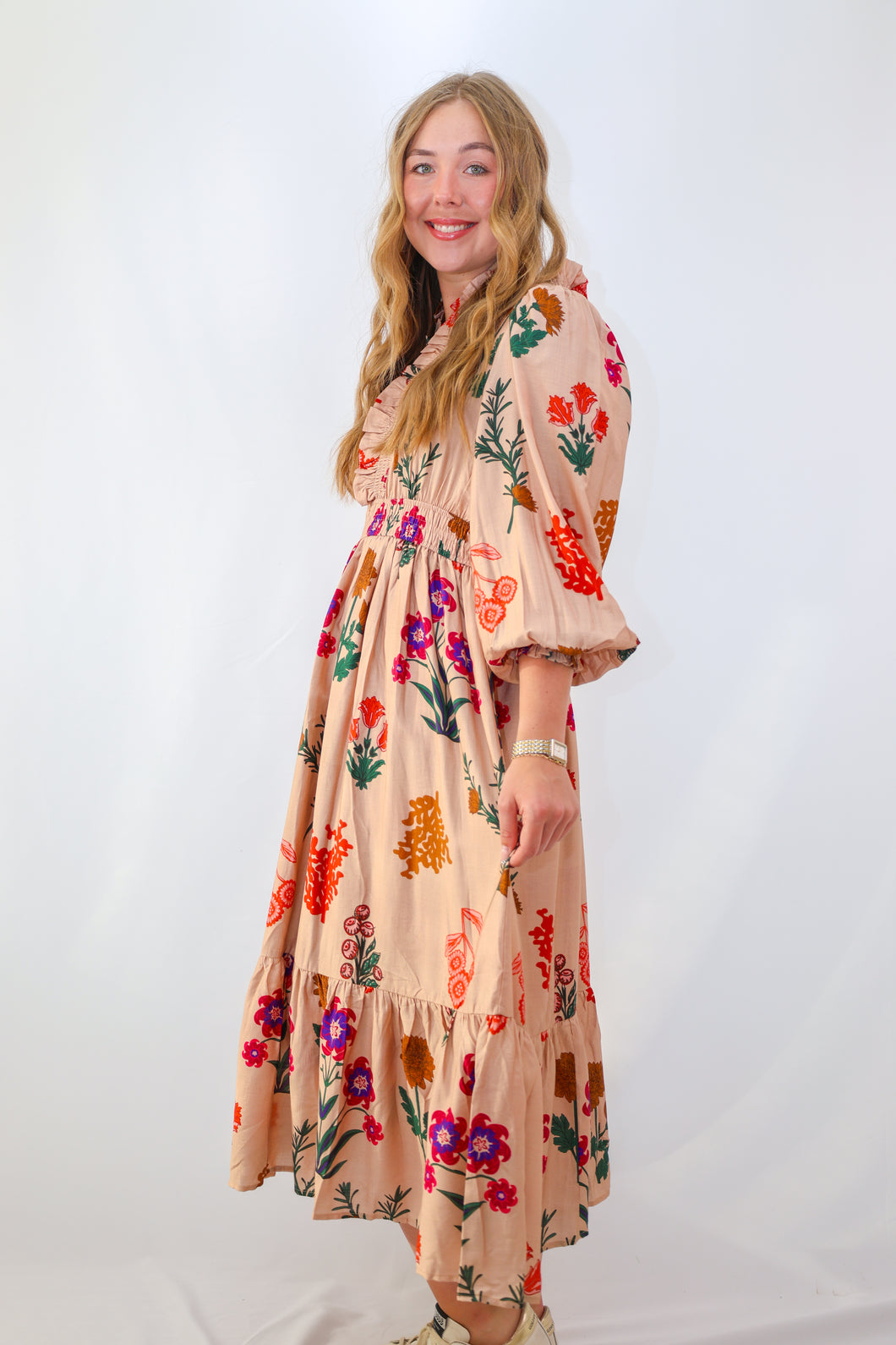 Umgee Mix Floral Print Midi Dress Umgee Mix Floral Print Midi Dress
