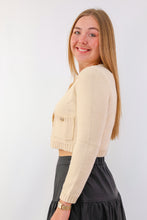 Cream Gold Button Down Pocket Detail Cardigan