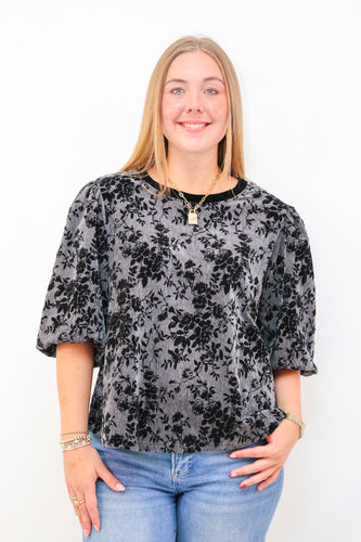 Umgee Burnout Velvet Floral Top