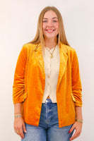 Skies are Blue Velvet Blazer in Golden Mustard