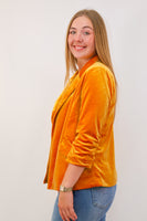 Skies are Blue Velvet Blazer in Golden Mustard