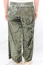 Umgee Velvet Wide Leg Pants in Olive