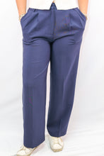 High Waist Pleated Wide Leg Dress Pants in Navy