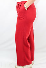 High Waist Pleated Wide Leg Dress Pants in Burgandy