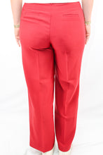 High Waist Pleated Wide Leg Dress Pants in Burgandy