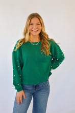 She + Sky Pearl Sleeve Knit Top in Green