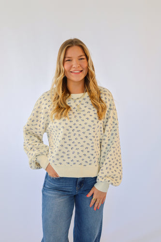 Oversized Floral Printed Casual Knit Top