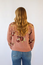Mauve Floral Knit Sweater Cardigan