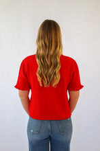 She + Sky Ruffled Short Sleeve Sweater Top