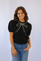 Jingle Bow Short Sleeve Sweater