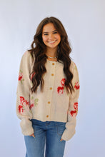 Cream Floral Knit Sweater Cardigan