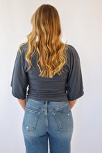 Double Knit Angel Sleeve Top in Slate Blue