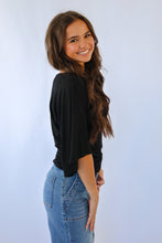 Double Knit Angel Sleeve Top in Black