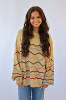 Easel Khaki Striped  Sweater