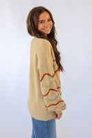 Easel Khaki Striped  Sweater